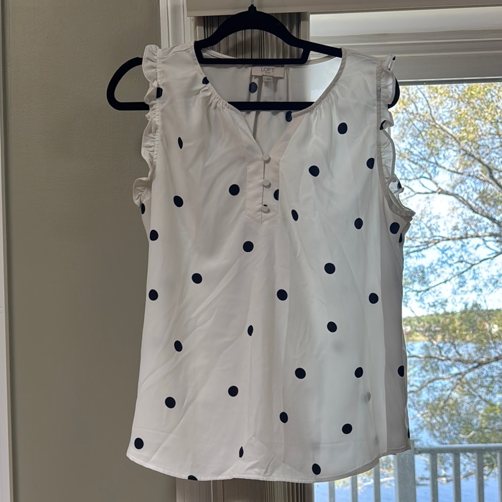 White Polka Dot Sleeveless Top